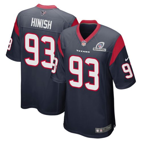 Kurt Hinish 93 Houston Texans 2024 Divisional Patch Game Men Jersey - Navy