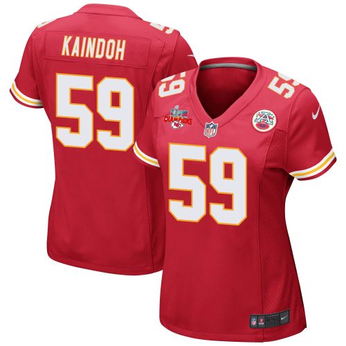 Joshua Kaindoh 59 Kansas City Chiefs Super Bowl LVII Champions 3 Stars Women Game Jersey - Red