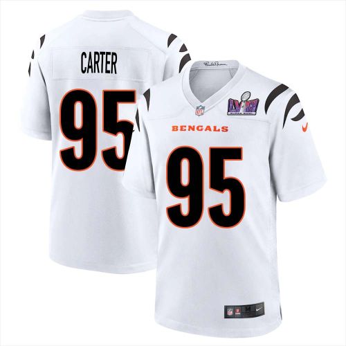 Zach Carter 95 Cincinnati Bengals Super Bowl LVIII Men Away Limited Jersey - White