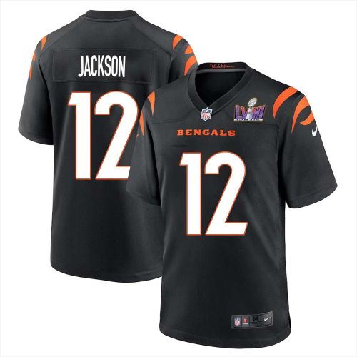 Shedrick Jackson 12 Cincinnati Bengals Super Bowl LVIII Men Home Limited Jersey - Black