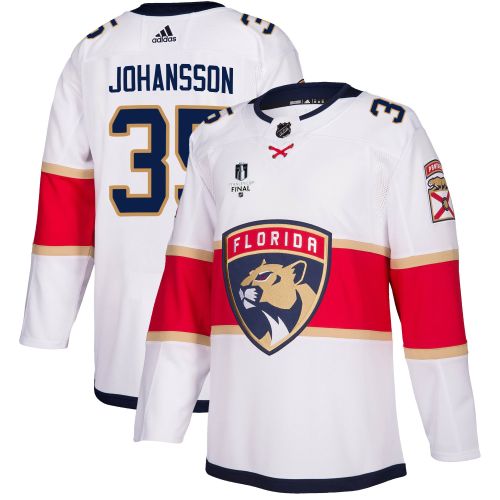 Florida Panthers Jonas Johansson 35 Away 2023 Stanley Cup Final Breakaway Men Jersey - White