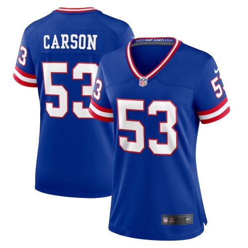 Harry Carson 53 New York Giants Women Classic Retired Game Jersey - Royal