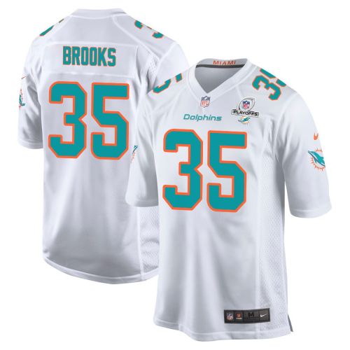 Chris Brooks 35 Miami Dolphins 2023 Playoffs Patch Game Men Jersey - White