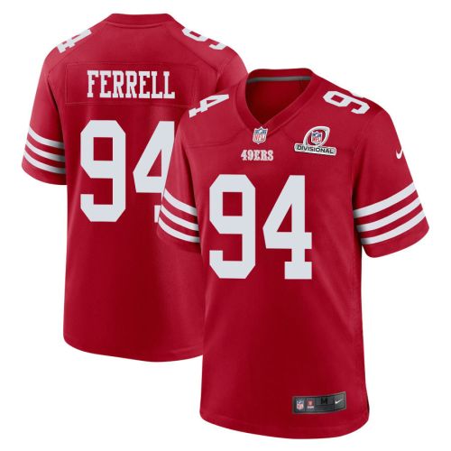 Clelin Ferrell 94 San Francisco 49ers 2024 Divisional Patch Game Men Jersey - Scarlet