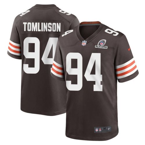 Dalvin Tomlinson 94 Cleveland Browns 2023 Playoffs Patch Game Men Jersey - Brown