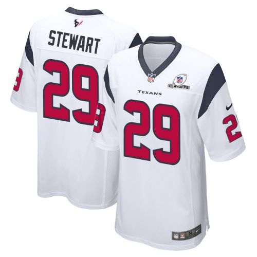 M.J. Stewart 29 Houston Texans 2023 Playoffs Patch Game Men Jersey - White