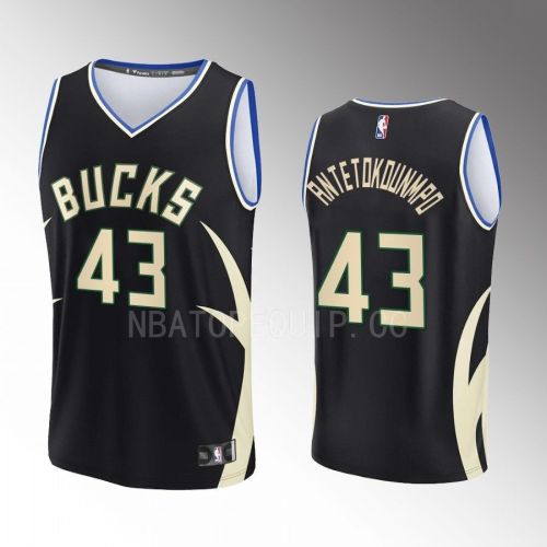 Milwaukee Bucks 43 Thanasis Antetokounmpo Statement Edition Men Jersey 2022-23 Fast Break Black