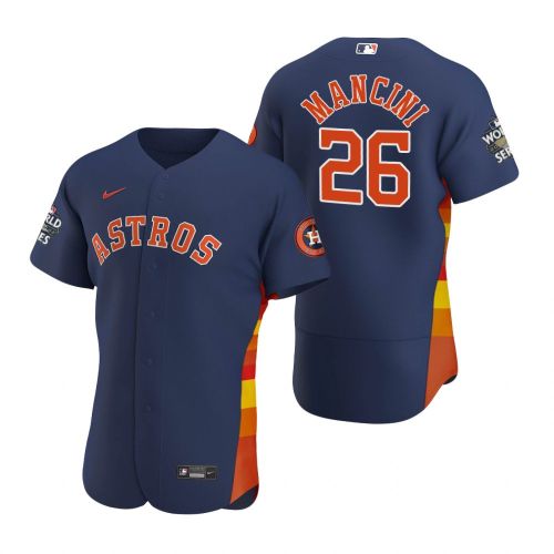 Houston Astros Trey Mancini 26 Navy 2022-23 World Series Jersey