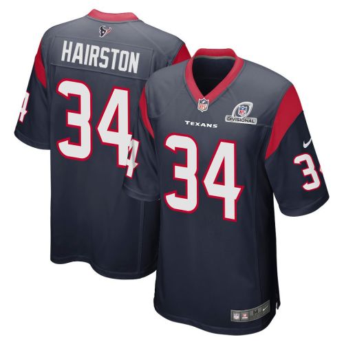 Troy Hairston 34 Houston Texans 2024 Divisional Patch Game Men Jersey - Navy