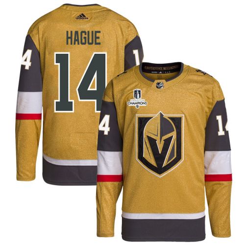 Nicolas Hague 14 Vegas Golden Knights Stanley Cup 2023 Champions Patch Home Breakaway Men Jersey - Gold