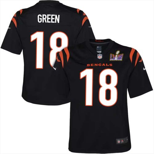 A. J. Green 18 Cincinnati Bengals Super Bowl LVIII YOUTH Home Limited Jersey - Black