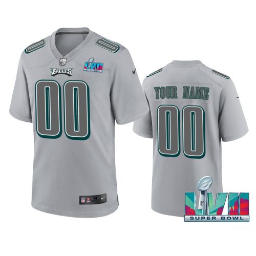 Philadelphia Eagles Super Bowl LVII Patch Custom 00 Atmosphere Fashion Game Jersey - Gray