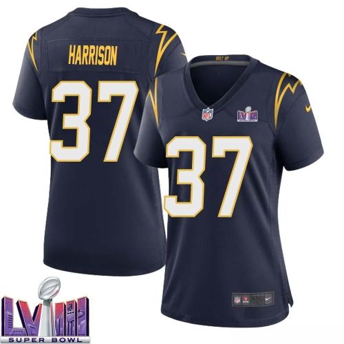 Rodney Harrison 37 Los Angeles Chargers Super Bowl LVIII Women Alternate Game Jersey - Navy