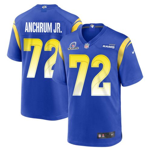 Tremayne Anchrum Jr. 72 Los Angeles Rams 2023 Playoffs Patch Game Men Jersey - Royal