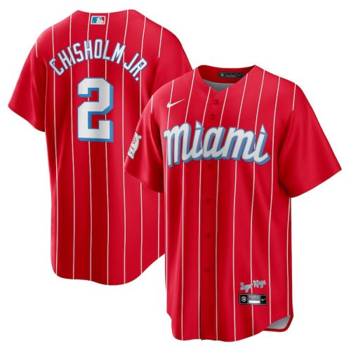 Jazz Chisholm Jr. 2 Miami Marlins City Connect Men Jersey - Red