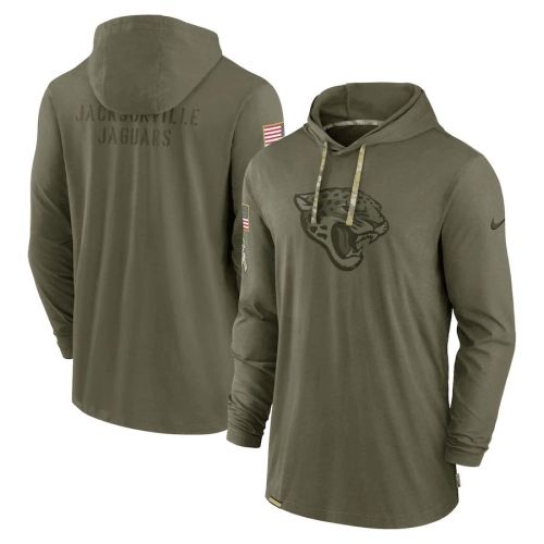 Men Jacksonville Jaguars 2022 Salute to Service Tonal Pullover Hoodie - Olive