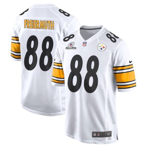 Pat Freiermuth 88 Pittsburgh Steelers 2023 Playoffs Patch Game Men Jersey - White