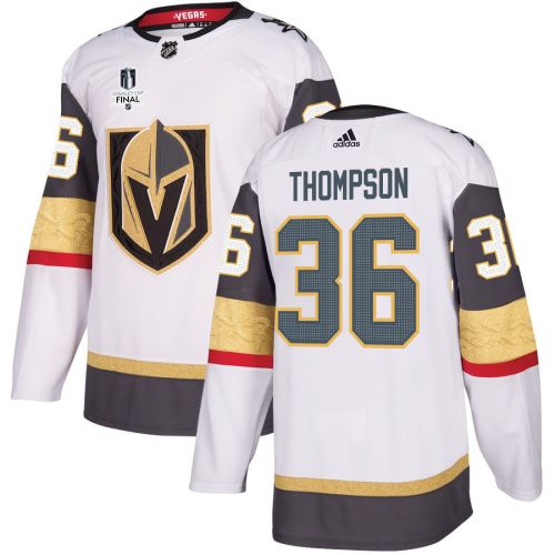 Logan Thompson 36 Vegas Golden Knights Stanley Cup 2023 Final Patch Away Breakaway Men Jersey - White