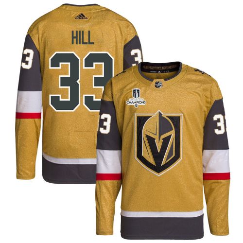 Adin Hill 33 Vegas Golden Knights Stanley Cup 2023 Champions Patch Home Breakaway Men Jersey - Gold