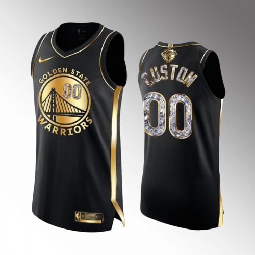 Golden State Warriors 00 Custom 2022 Western Conference Champion Black Jersey Gold Diamond