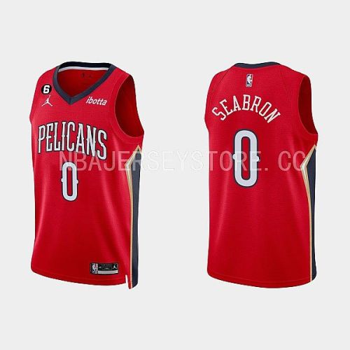 New Orleans Pelicans Dereon Seabron 0 Red 2022-23 Statement Edition Men Jersey