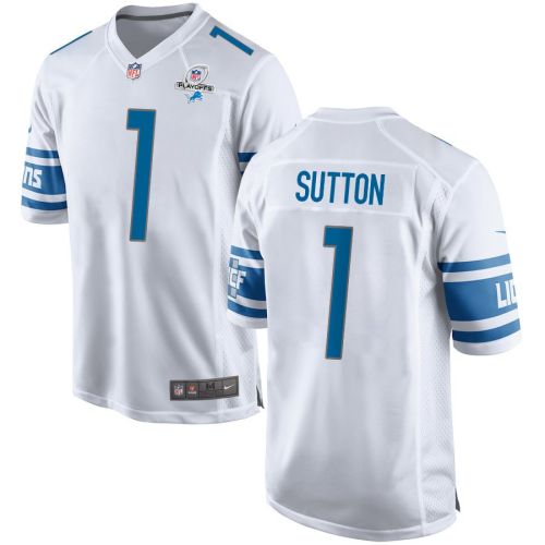 Cameron Sutton 1 Detroit Lions 2023 Playoffs Patch Game Men Jersey - White