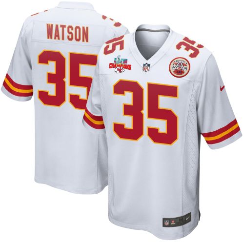 Jaylen Watson 35 Kansas City Chiefs Super Bowl LVII Champions 3 Stars Men Game Jersey - White