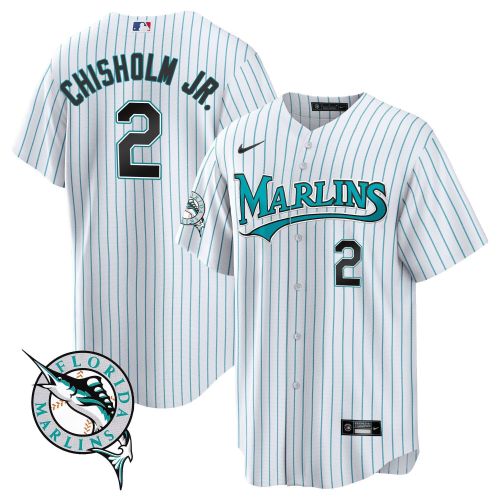 Jazz Chisholm Jr. 2 Miami Marlins Throwback Cool Base Men Jersey - White