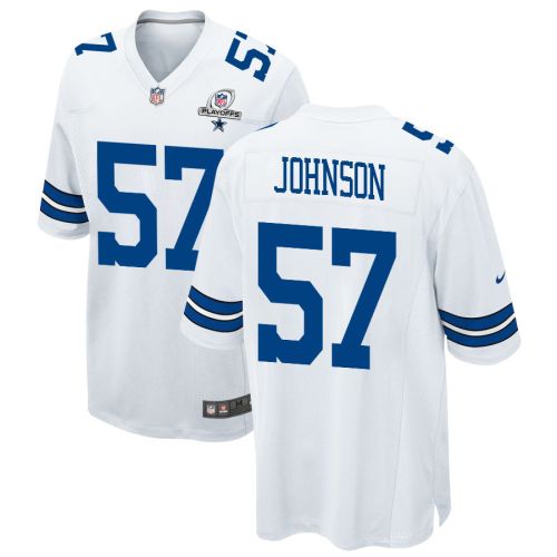 Buddy Johnson 57 Dallas Cowboys 2023 Playoffs Patch Game Men Jersey - White