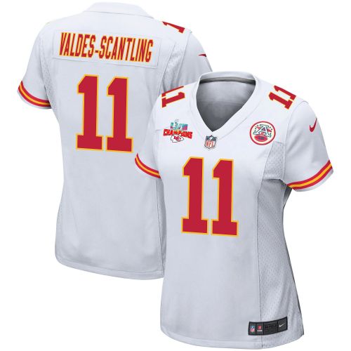 Marquez Valdes-Scantling 11 Kansas City Chiefs Super Bowl LVII Champions 3 Stars Women Game Jersey - White