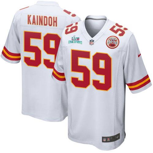 Joshua Kaindoh 59 Kansas City Chiefs Super Bowl LVII Champions Men Game Jersey - White