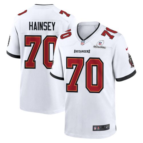 Robert Hainsey 70 Tampa Bay Buccaneers 2024 Divisional Patch Game Men Jersey - White