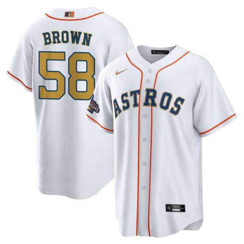 Hunter Brown 58 Houston Astros 2023 Men Jersey - White/Gold