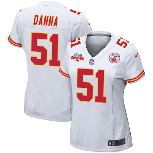 Mike Danna 51 Kansas City Chiefs Super Bowl LVII Champions 3 Stars Women Game Jersey - White