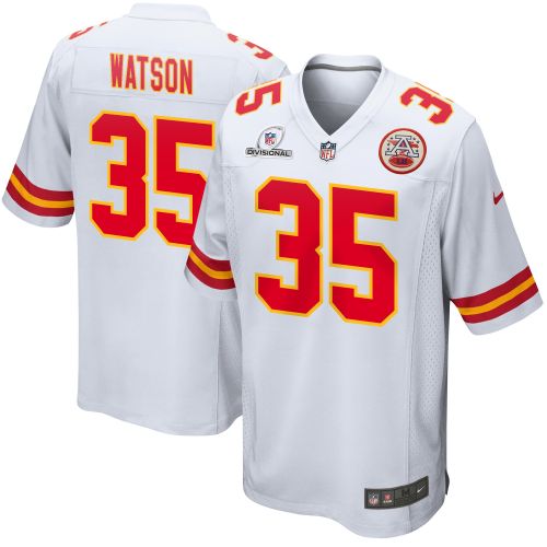 Jaylen Watson 35 Kansas City Chiefs 2024 Divisional Patch Game Men Jersey - White