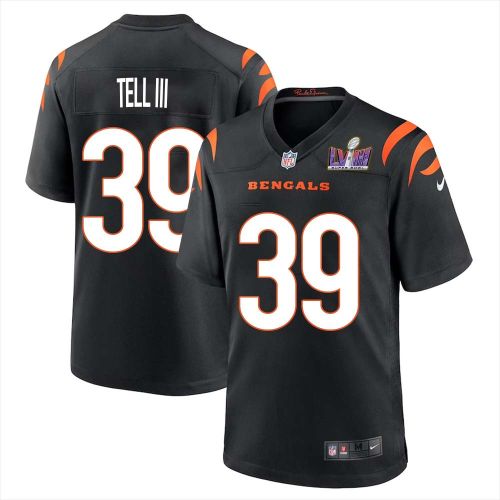 Marvell Tell III 39 Cincinnati Bengals Super Bowl LVIII Men Home Limited Jersey - Black