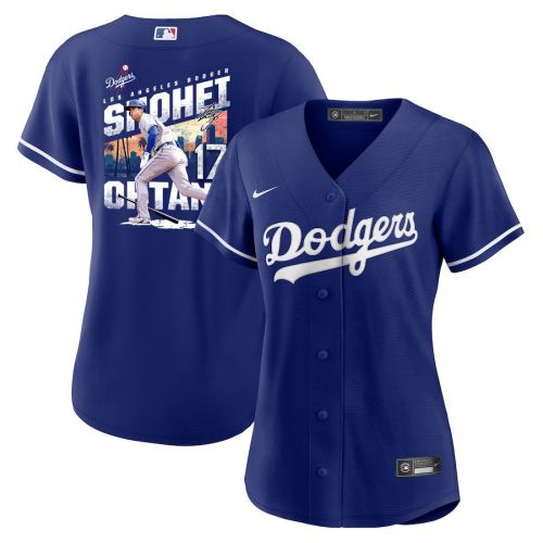 Shohei Ohtani 17 Los Angeles Dodgers Signed Homerun 2023 Alternate Women Jersey - Royal