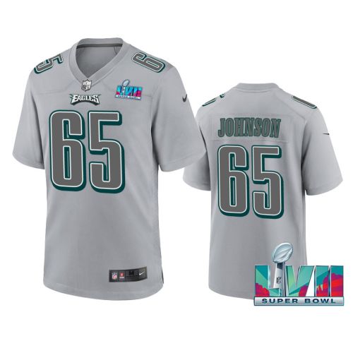 Lane Johnson 65 Philadelphia Eagles Super Bowl LVII Patch Atmosphere Fashion Game Jersey - Gray