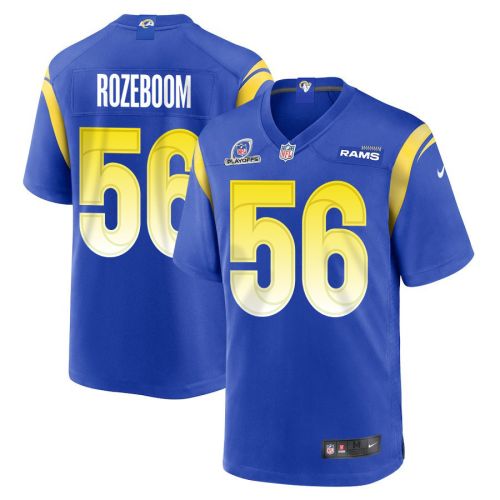 Christian Rozeboom 56 Los Angeles Rams 2023 Playoffs Patch Game Men Jersey - Royal