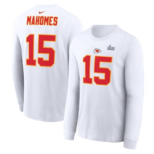 Patrick Mahomes Kansas City Chiefs Super Bowl LVII Long Sleeve T-Shirt - White