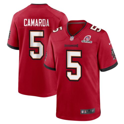 Jake Camarda 5 Tampa Bay Buccaneers 2023 Playoffs Patch Game Men Jersey - Red