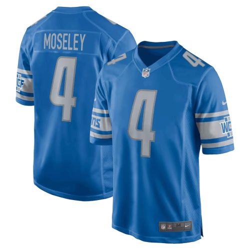 Emmanuel Moseley 4 Detroit Lions Men Game Jersey - Blue