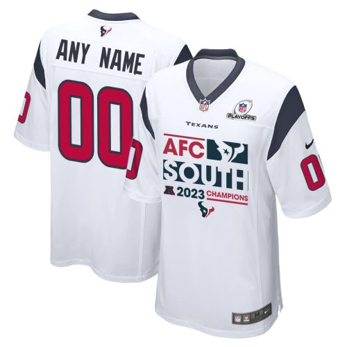 Houston Texans 2023 AFC South Division Champions Conquer Game Men Custom Jersey - White