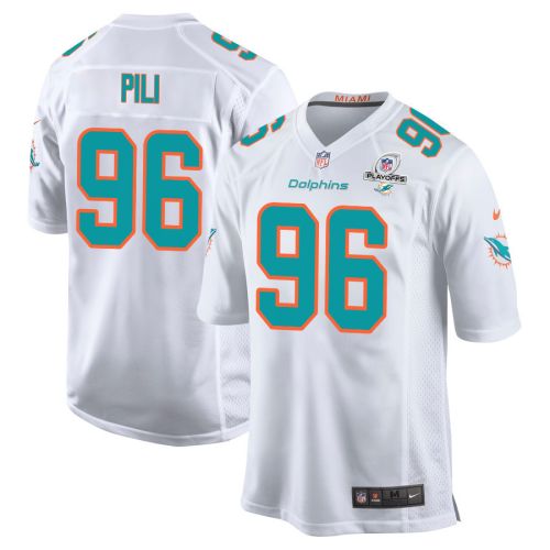 Brandon Pili 96 Miami Dolphins 2023 Playoffs Patch Game Men Jersey - White