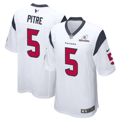 Jalen Pitre 5 Houston Texans 2024 Divisional Patch Game Men Jersey - White