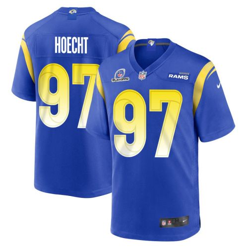 Michael Hoecht 97 Los Angeles Rams 2023 Playoffs Patch Game Men Jersey - Royal