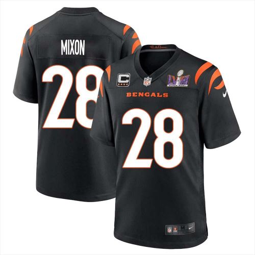 Joe Mixon 28 Cincinnati Bengals Super Bowl LVIII Men Home Limited Jersey - Black