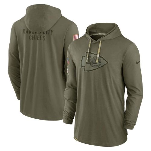 Men Kansas City Chiefs 2022 Salute to Service Tonal Pullover Hoodie - Olive