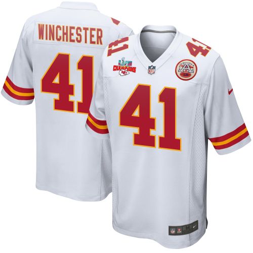 James Winchester 41 Kansas City Chiefs Super Bowl LVII Champions 3 Stars Men Game Jersey - White