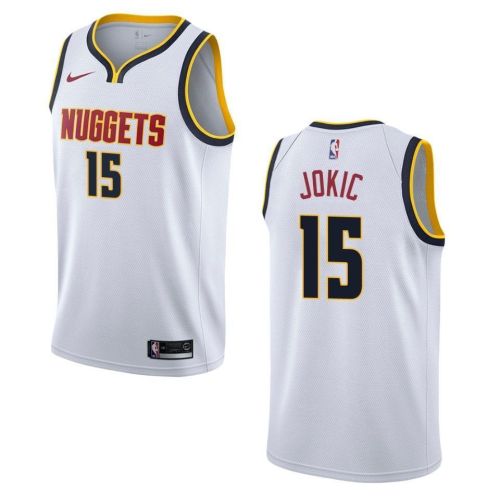 Men's Denver Nuggets 15 Nikola Jokic Association Swingman Jersey - Wihte